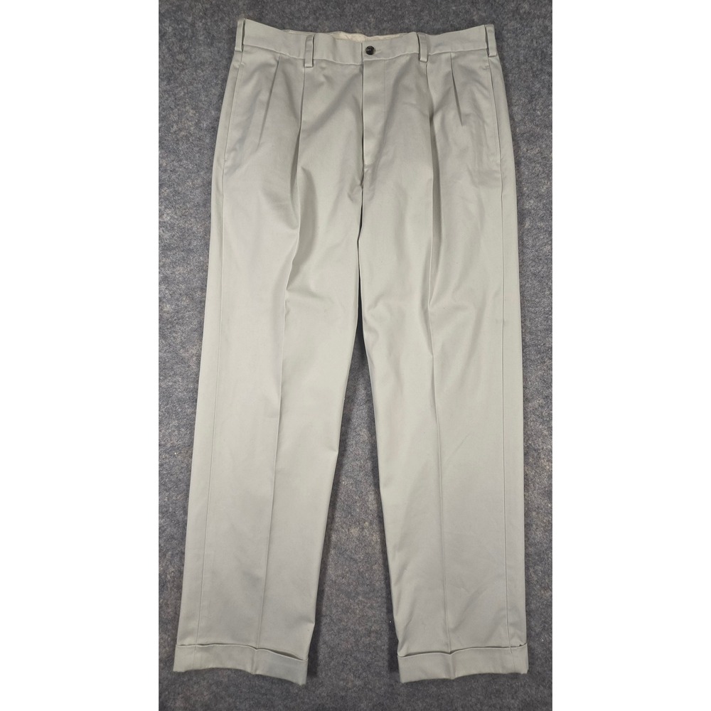 Brooks Brothers Advantage Chino Elliot Pleated Khaki Pants Mens 36x32 Tan Cotton
